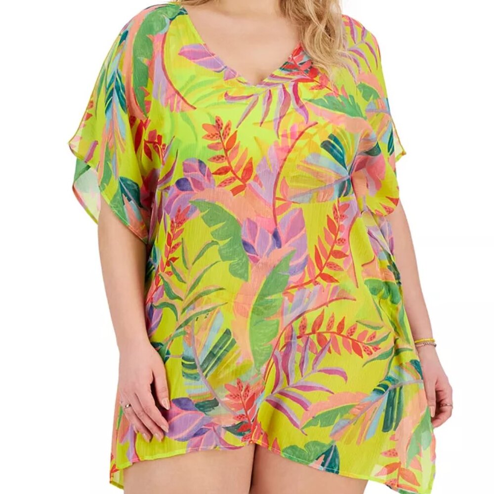 NWT Becca Etc. Women Costa Printed Bella Tunic Swim Cover-Up Sz 0X-3X $99 LLL451